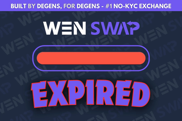 Animated status indicator showing expired state in WenSwap bot"